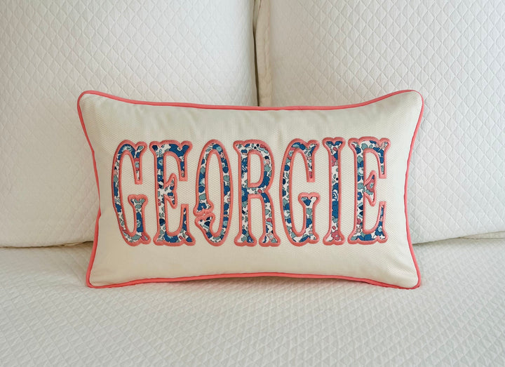 Liberty of London Name Appliqué Monogrammed Pillow Cover