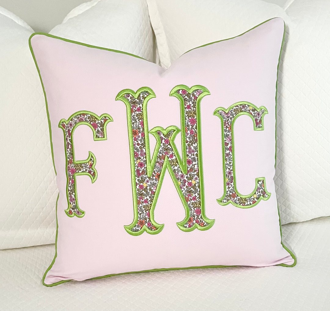 Liberty of London Appliqué Monogram Pillow Cover