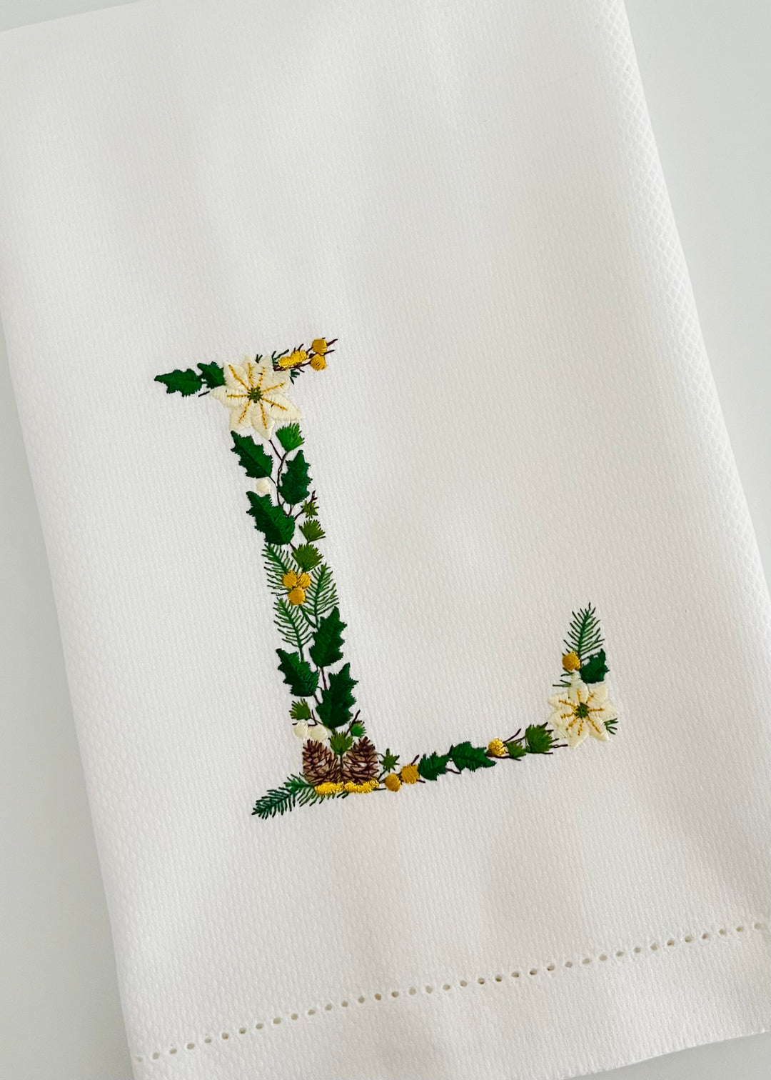 Poinsettia & Pine Monogram Guest Towel