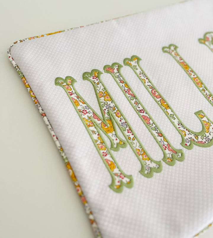 Liberty of London Name Appliqué Monogram Pillow Cover