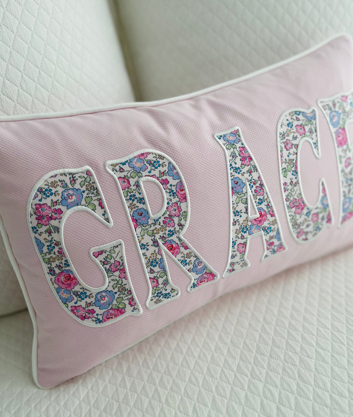 "Grace" Name Appliqué Pillow Cover