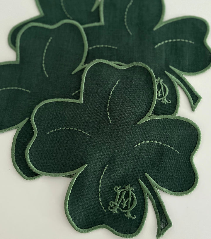 Emerald Shamrock Cocktail Napkin - Set of 4
