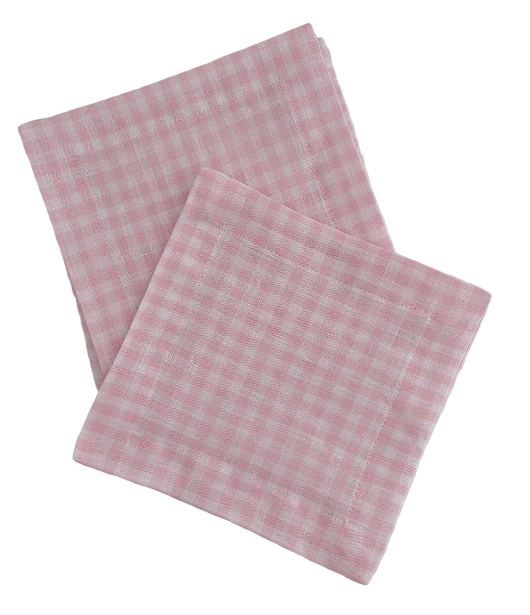 Gingham Linen Cocktail Napkins ~ Set of 4