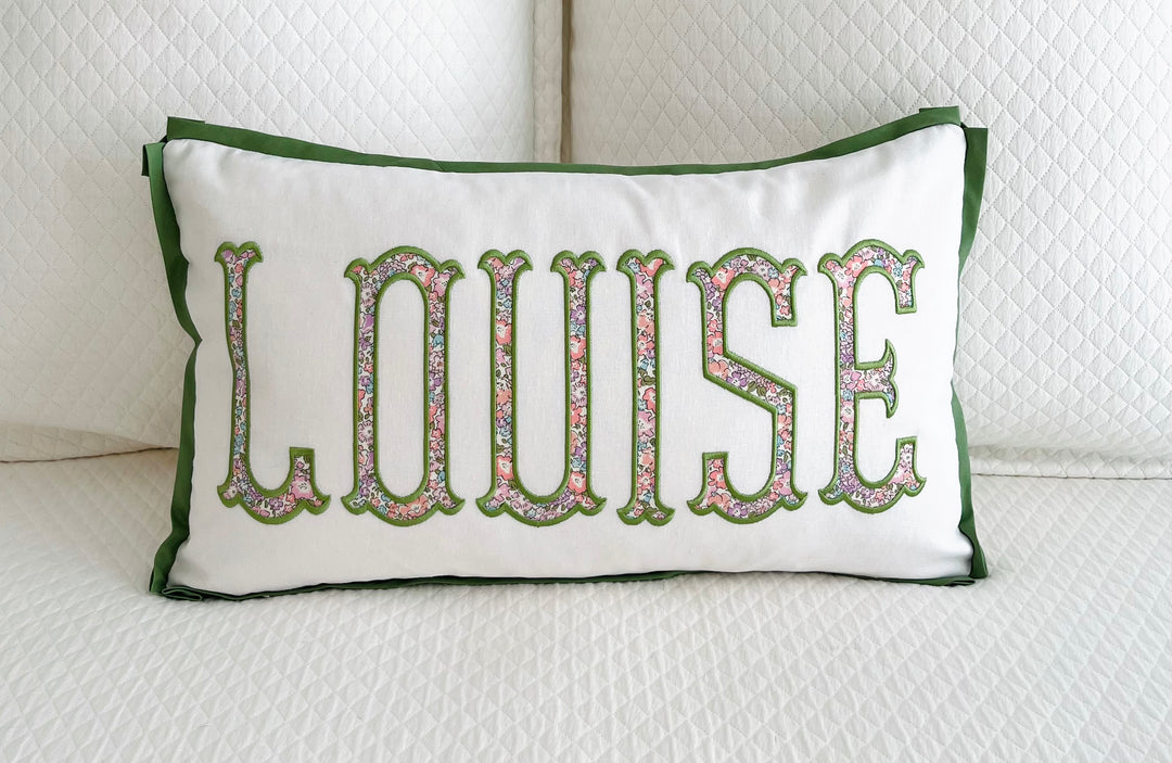 "Louise" Name Appliqué Pillow Cover