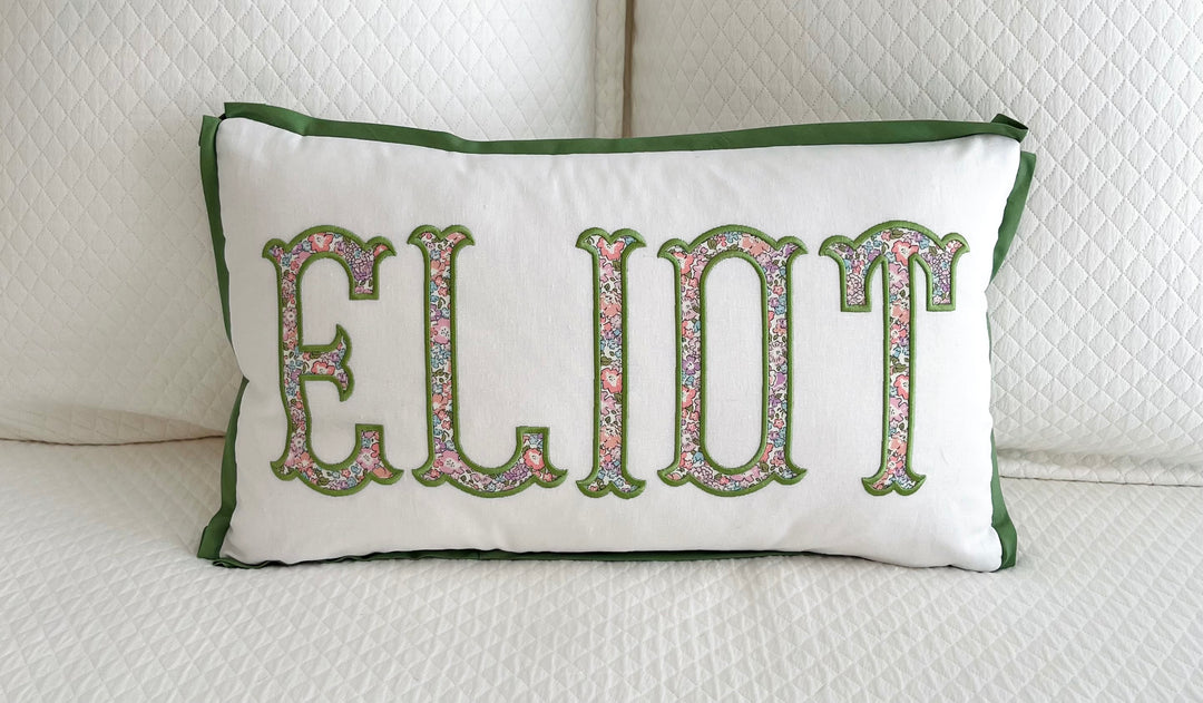 "Eliot" Name Appliqué Pillow Cover