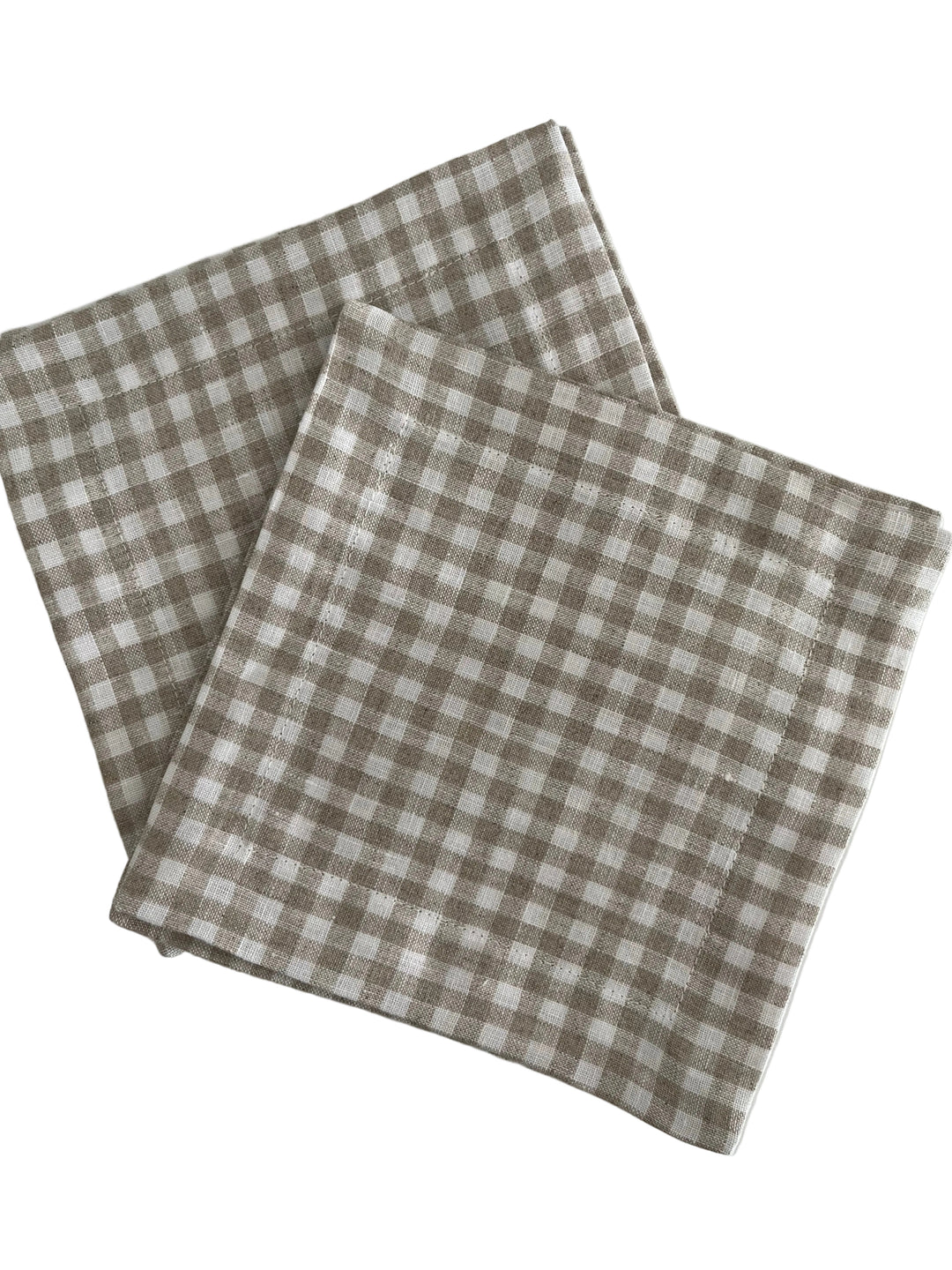 Gingham Linen Cocktail Napkins ~ Set of 4