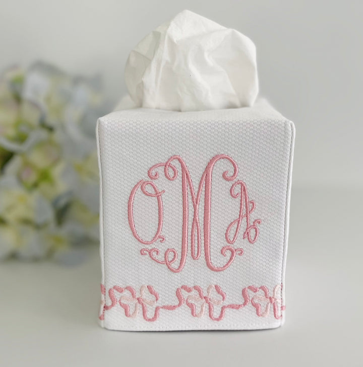 Ribbons & Bows Monogram Tissue Box Cover
