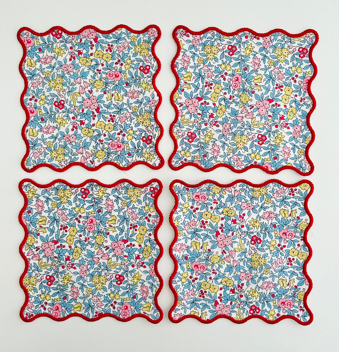 Liberty of London Floral Scalloped Cocktail Napkins ~ Set of Four