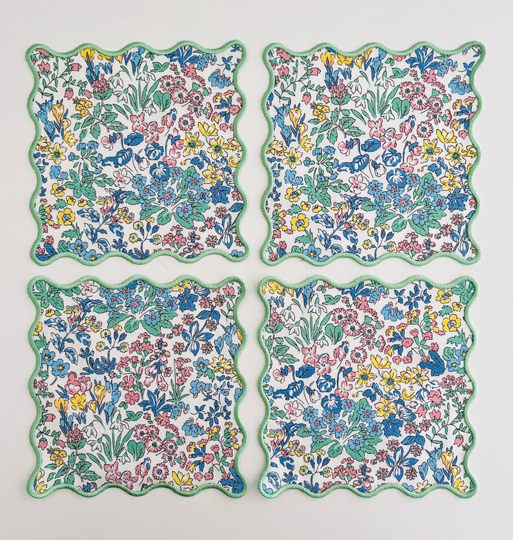 Liberty of London Floral Scalloped Cocktail Napkins ~ Set of Four