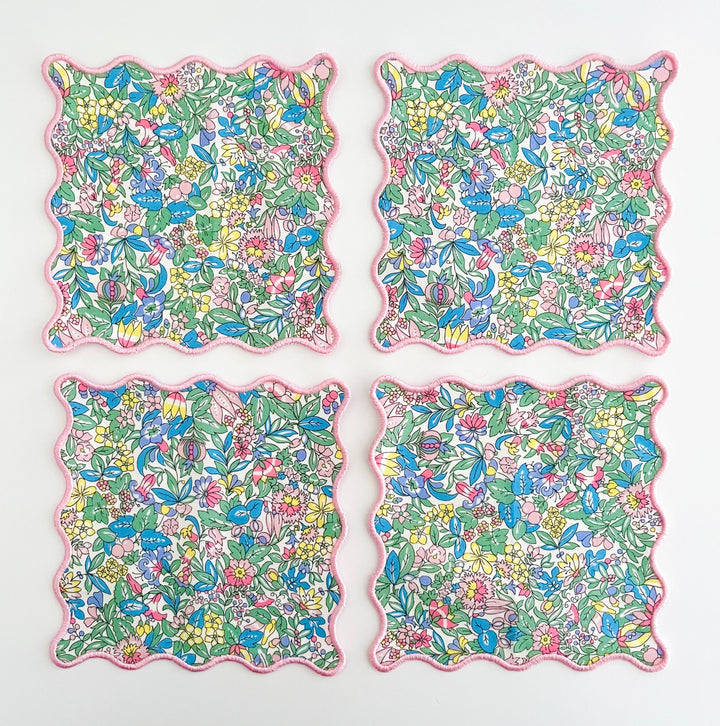 Liberty of London Floral Scalloped Cocktail Napkins ~ Set of Four