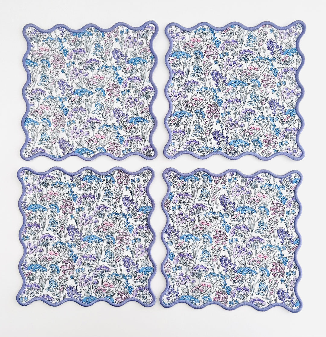 Liberty of London Floral Scalloped Cocktail Napkins ~ Set of Four