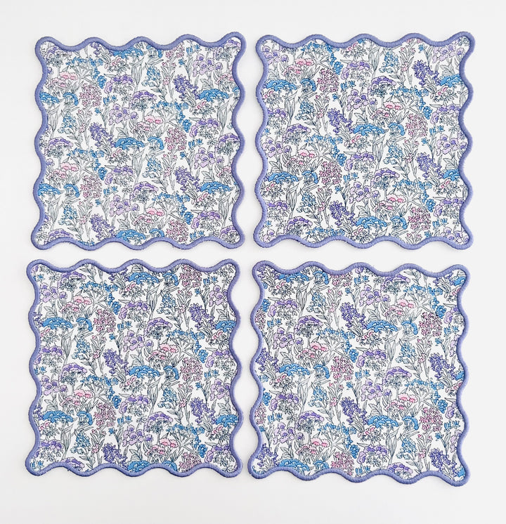 Liberty of London Floral Scalloped Cocktail Napkins ~ Set of Four
