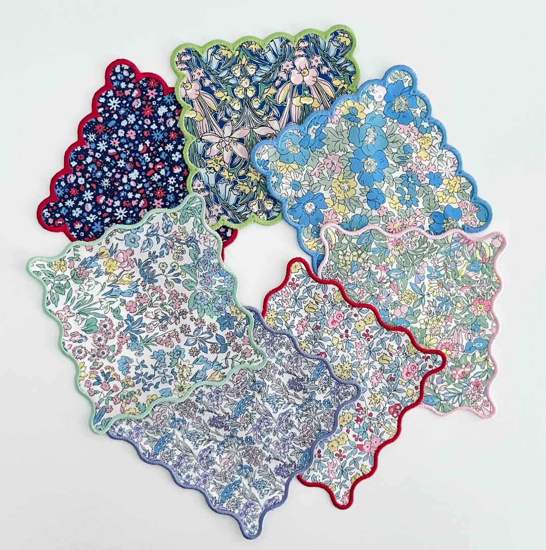 Liberty of London Floral Scalloped Cocktail Napkins ~ Set of Four