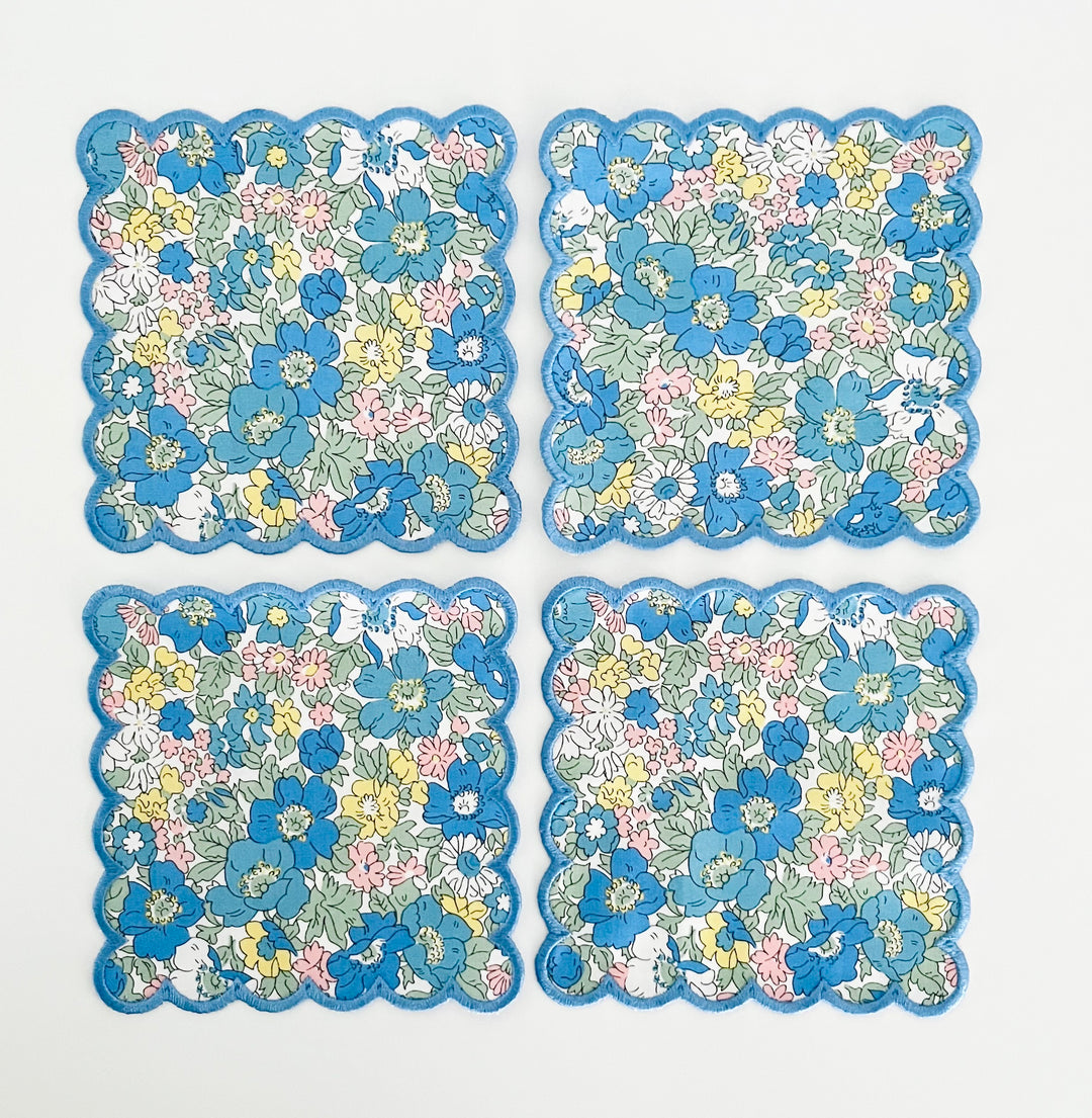 Liberty of London Floral Scalloped Cocktail Napkins ~ Set of Four