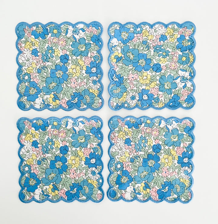 Liberty of London Floral Scalloped Cocktail Napkins ~ Set of Four