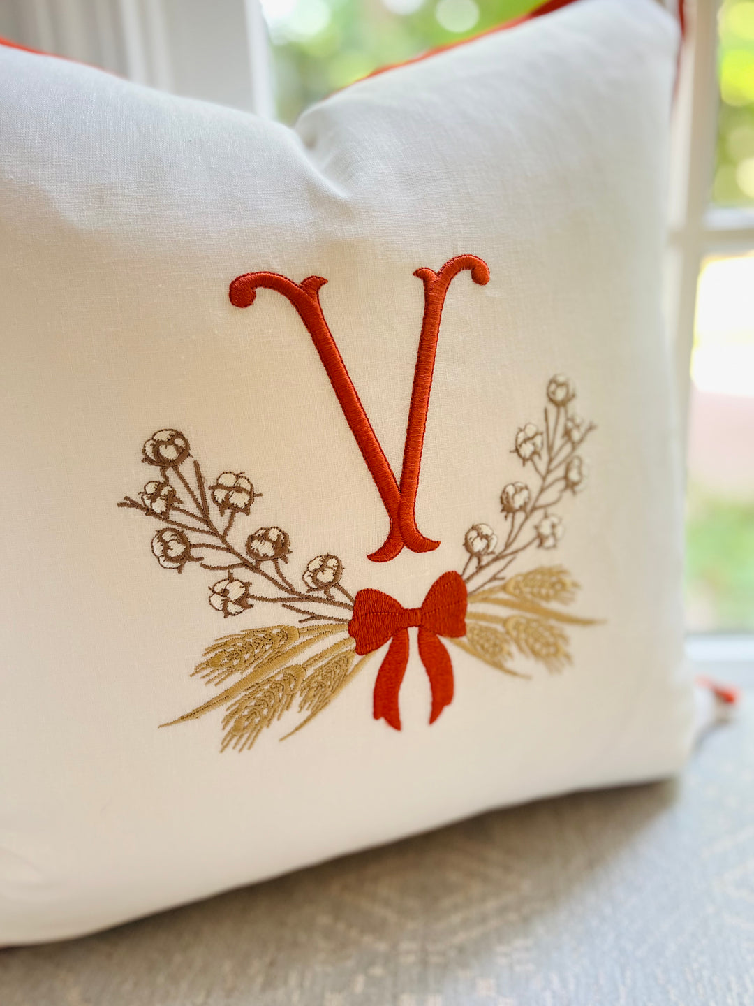 Fall Harvest Monogrammed Embroidered Pillow Cover