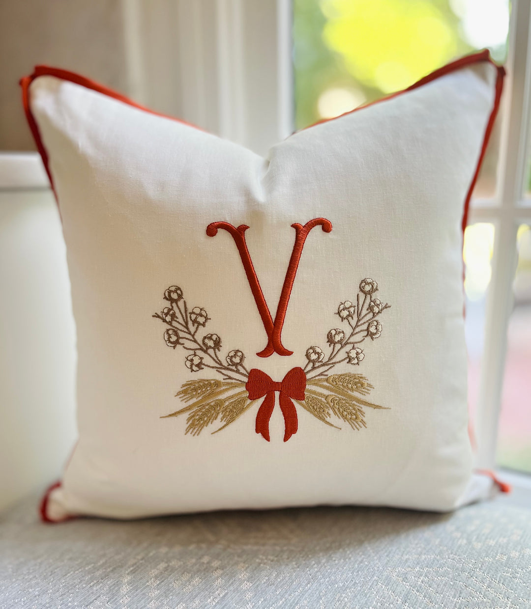 Fall Harvest Monogrammed Embroidered Pillow Cover