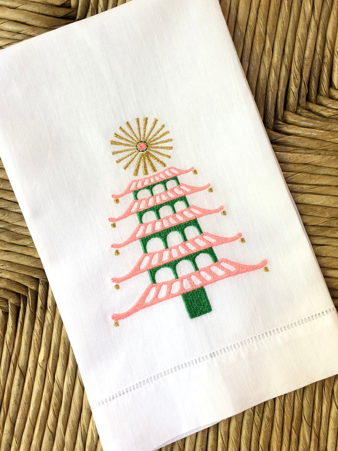 Pagoda Christmas Tree Guest Towel